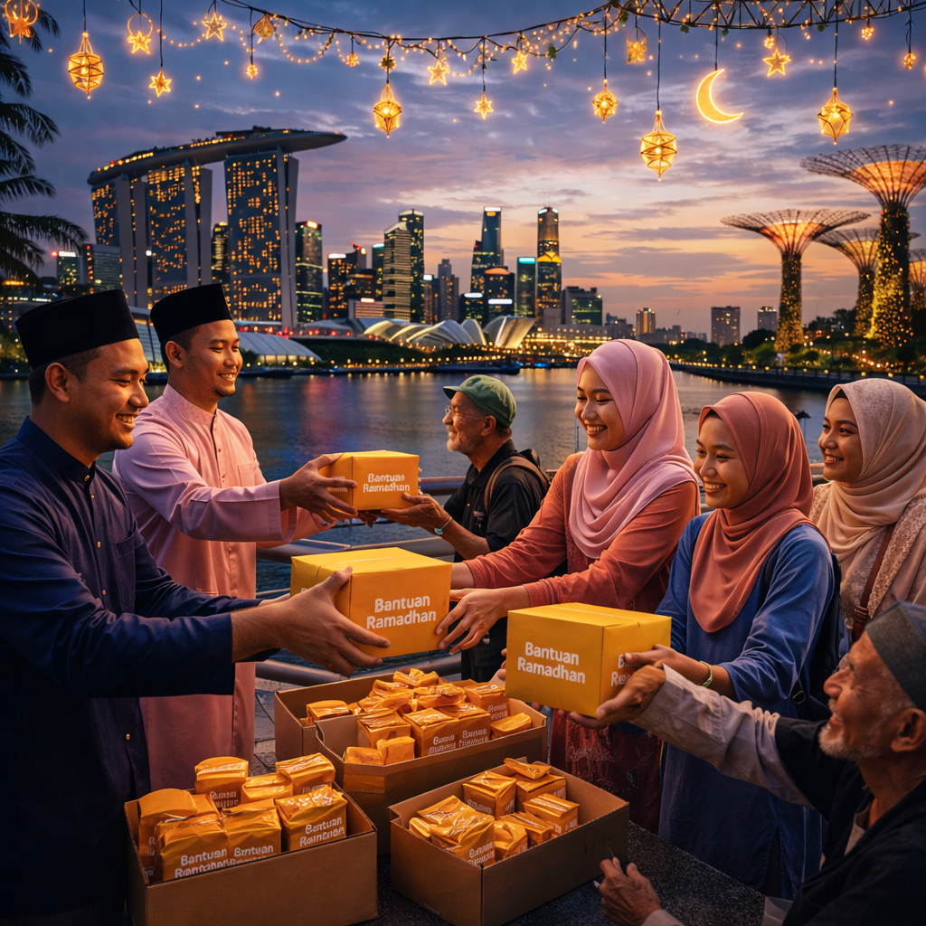 Ramadan Giving 2026 — KingKongToto x Art Restaurant Singapore, community aid distribution at Marina Bay